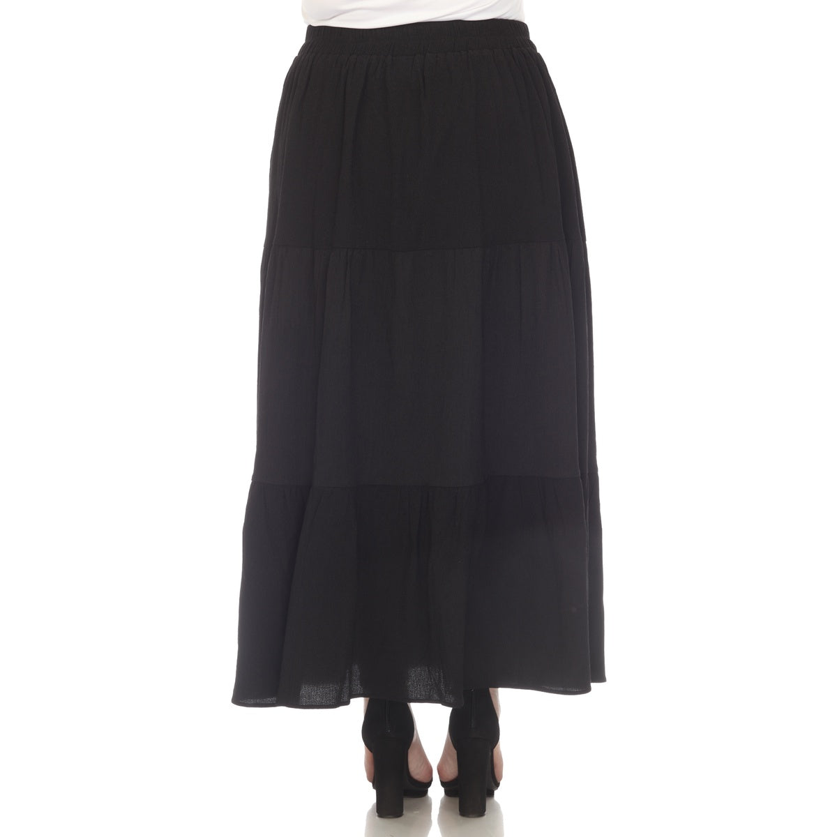  White Mark Plus Size Pleated Tiered Maxi Skirt - 3X - Bonton