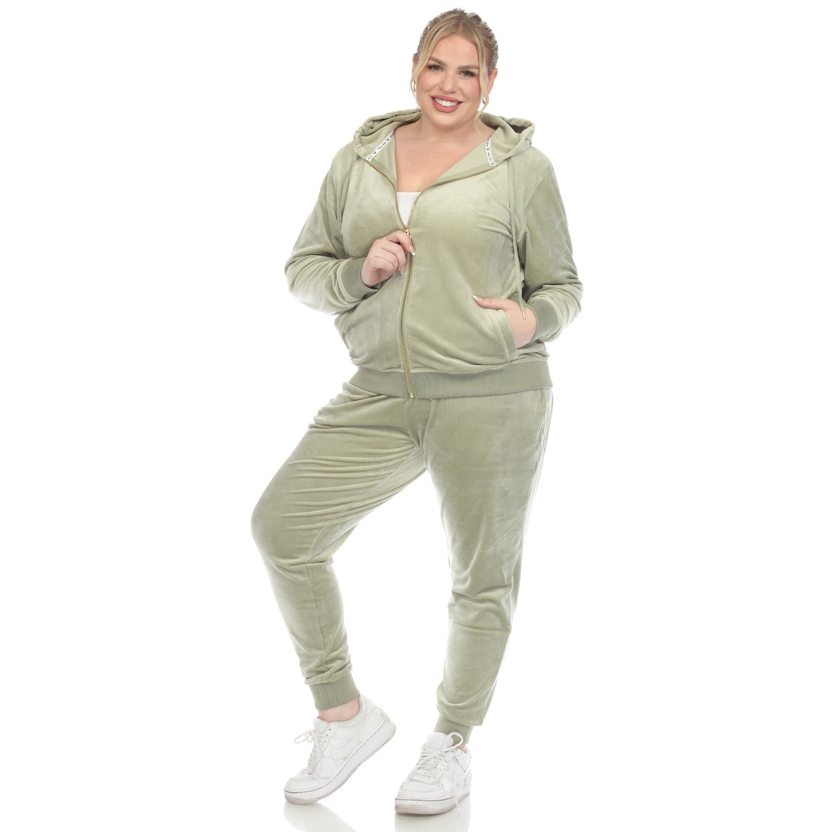  White Mark Plus Size 2 Piece Velour Tracksuit Set - 3X - Bonton