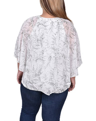 Plus Size Chiffon Poncho Top With Ring