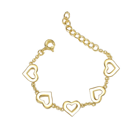 14k Yellow Gold Plated Forever Heart Toddler Bracelet, Adjustable in Length, 1-6yrs