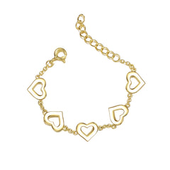 14k Yellow Gold Plated Forever Heart Toddler Bracelet, Adjustable in Length, 1-6yrs