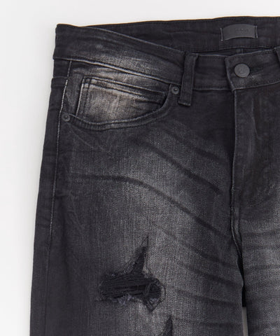 Men's Skinny Distressed Denim Pants - Black