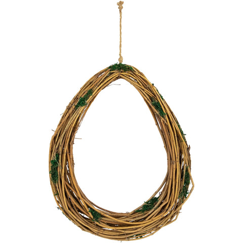 Natural Grapevine and Twig Oval Spring Wreath With Moss - 15.25"
