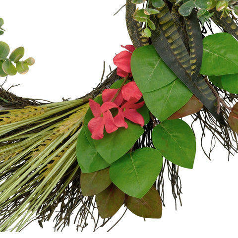 Wheat  Eucalyptus and Twig Artificial Wreath  22-Inch