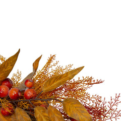 Yellow and Orange Berry and Leaves Fall Harvest Artificial Wreath - 24-Inch  Unlit