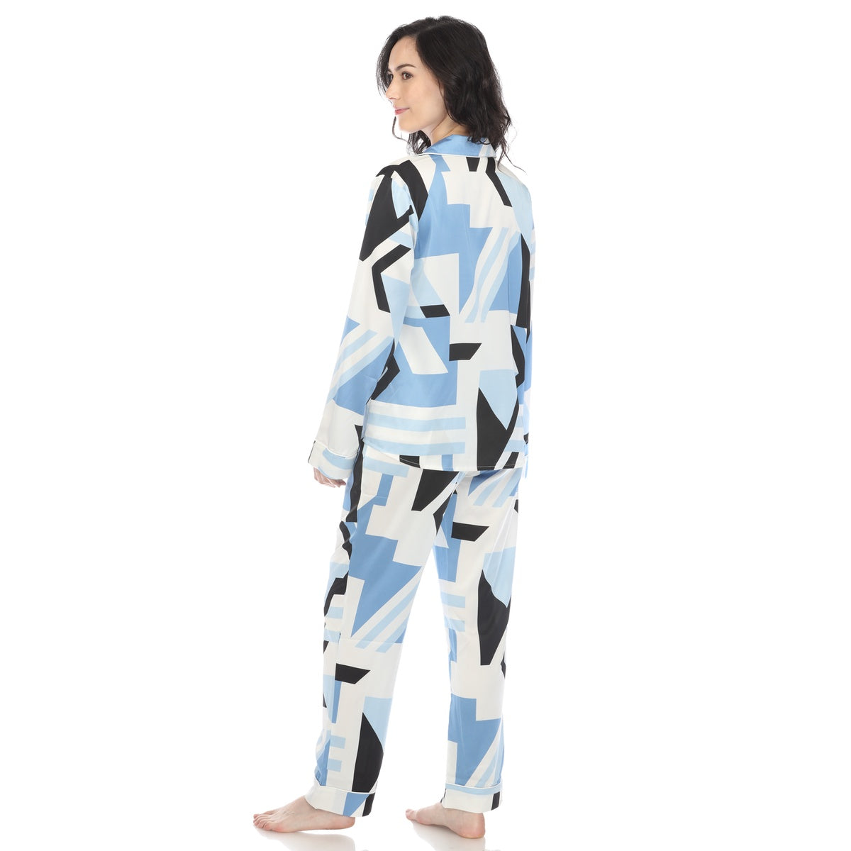  White Mark Women's Printed Satin Pajama Set - S - Bonton