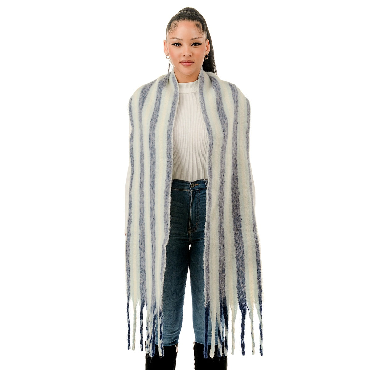  Marcus Adler Stripe Woven Scarf - Lavender - Bonton