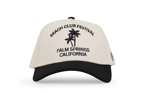 Vintage Havana Trucker Hat for Women & Men – Black & Tan Adjustable Cap – Embroidered "Beach Club Festival"