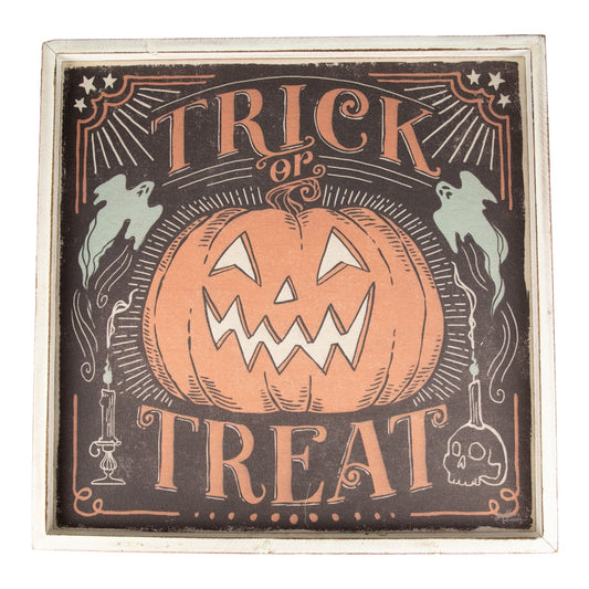 18.75" Trick or Treat Jack O Lantern Halloween Wall Sign