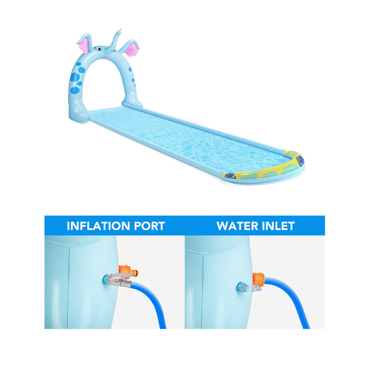  Pool Central 16' Inflatable Elephant Arch Sprayer Slide Outdoor Kids Water Toy - Default Title - Bonton