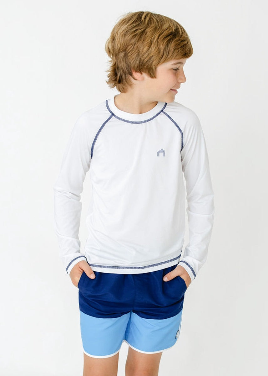  Cabana Life Boys White Long Sleeve Cabana Rashguard - 5 - Bonton