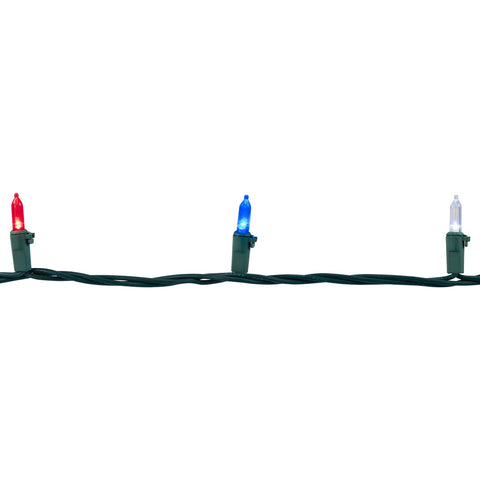 LED Mini Patriotic String Lights - Red  White and Blue - 32.75' - Green Wire - 100ct