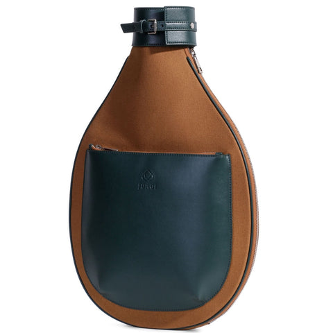 Tennis Backpack -  Canvas & Green Leather