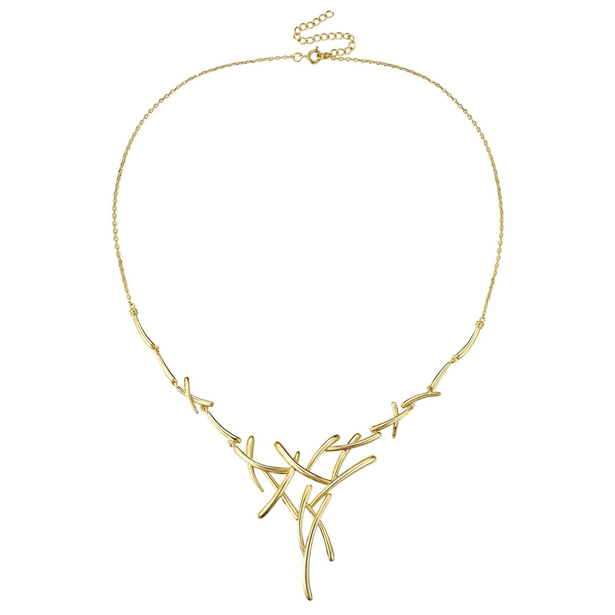  Rachel Glauber 14k Gold Plated With Cubic Zirconia Sticks Contemporary Statement Necklace - Clear - Bonton