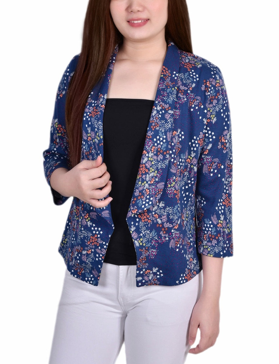  NY Collection Long Sleeve Ponte Jacket - Plum Caspia - Bonton