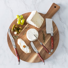 Laguiole Cheese Knives and Spreaders With Pakkawood Handles and Serving Board