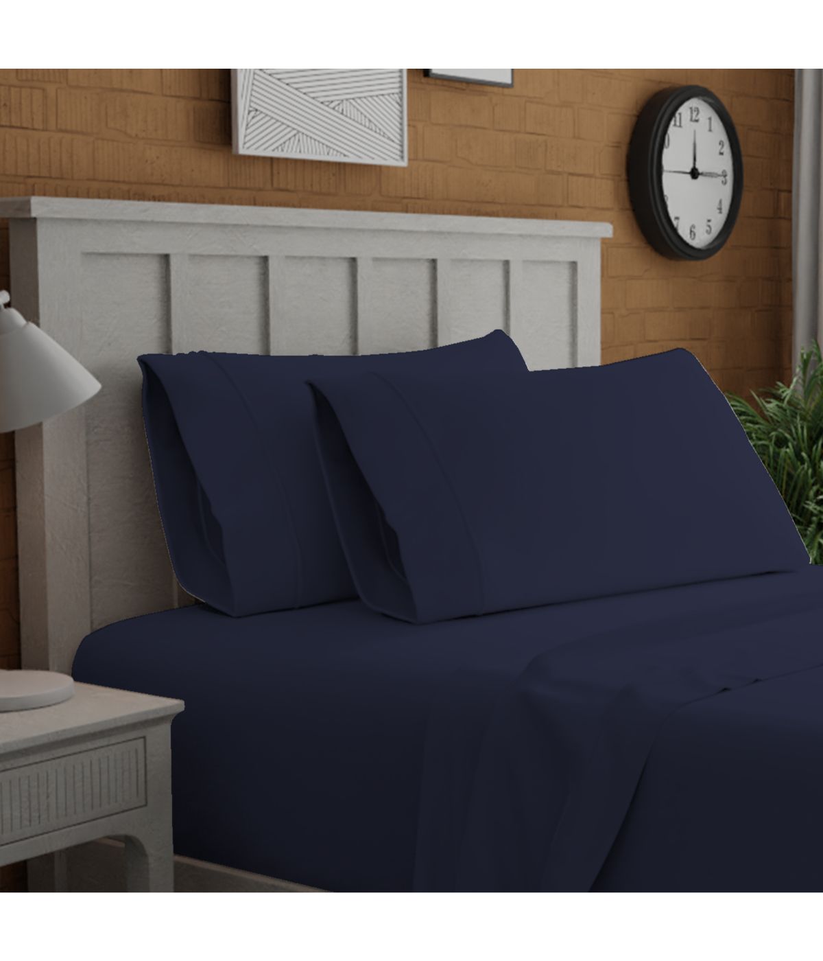  Purity Home Organic Cotton 144 Thread Count Percale Pillowcases Set of 2 Navy - Navy - Bonton