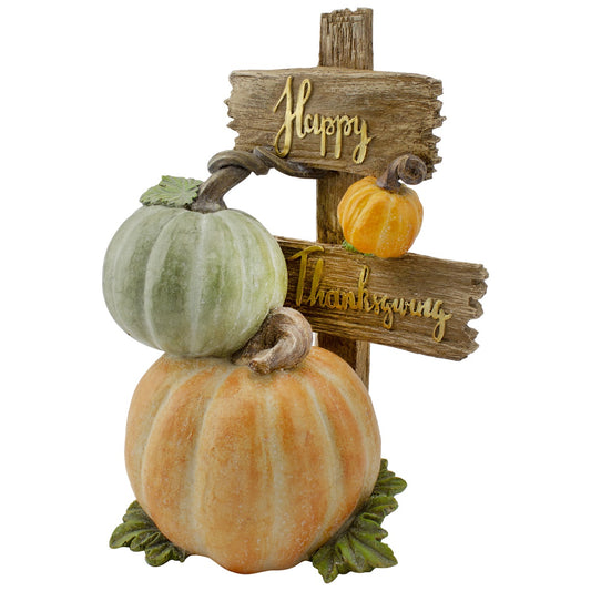 Stacked Pumpkins "Happy Thanksgiving" Sign - 12.5"