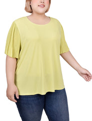 Plus Size Pleated-Sleeve Top