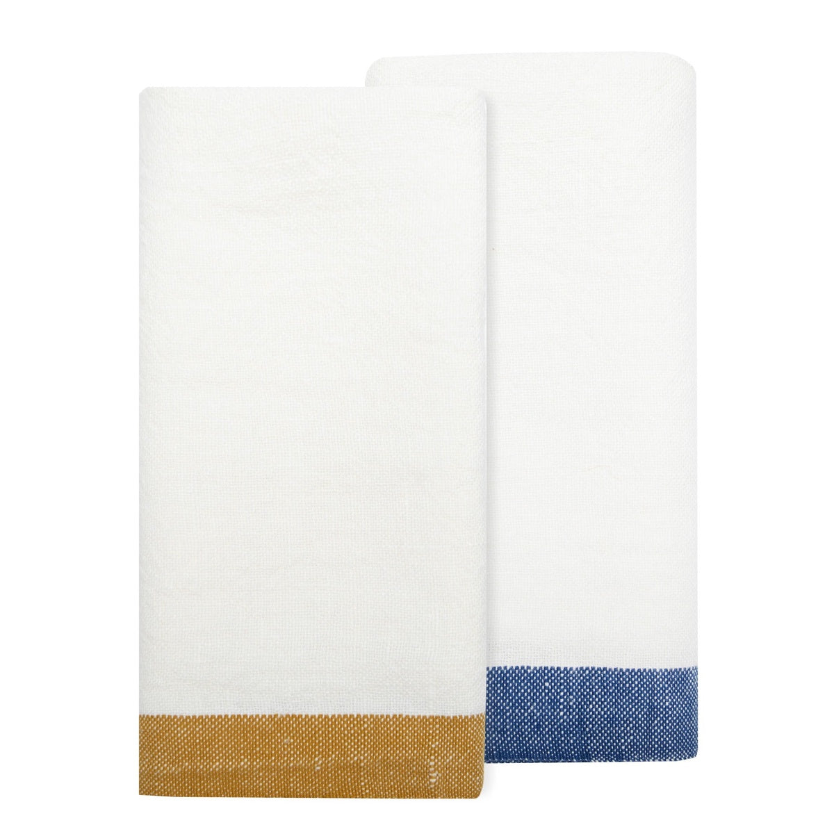  Caravan Paris White - Tea Towels 20x30 - Set of 2 - Blue & Mustard - Bonton