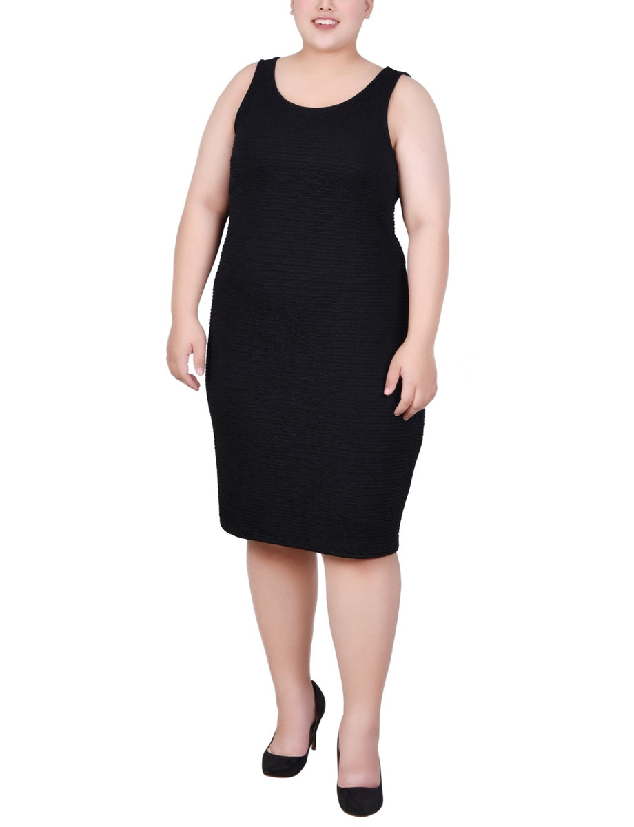  NY Collection Plus Size Textured 3/4 Sleeve 2 Piece Dress Set - Harbor Navy - Bonton