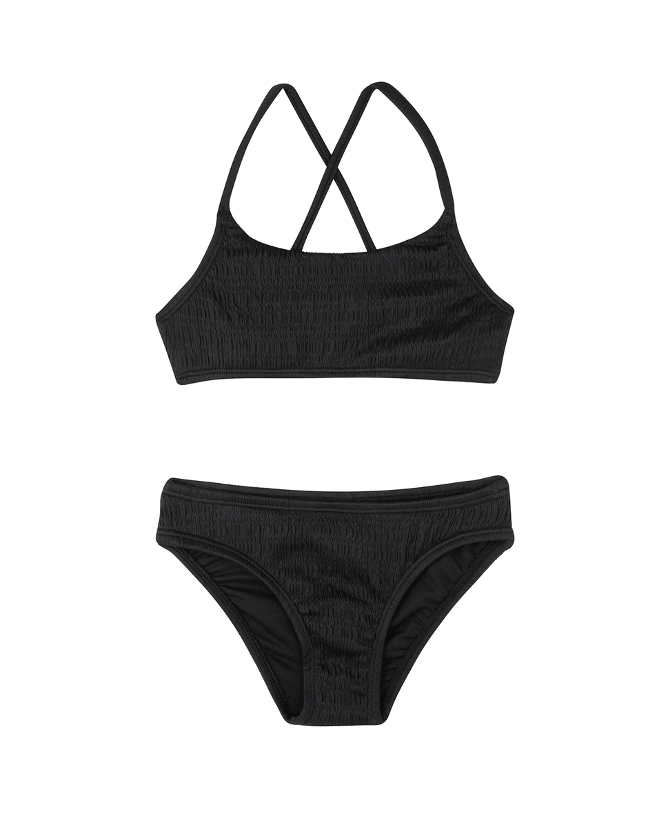  Gottex Kids Beach Day Textured Criss Cross Strap Swim Set - Black - Bonton