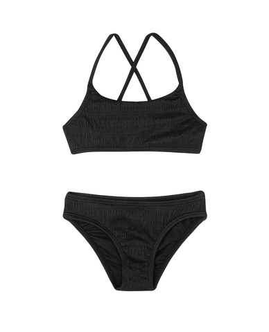 Beach Day Textured Criss Cross Strap Swim Set