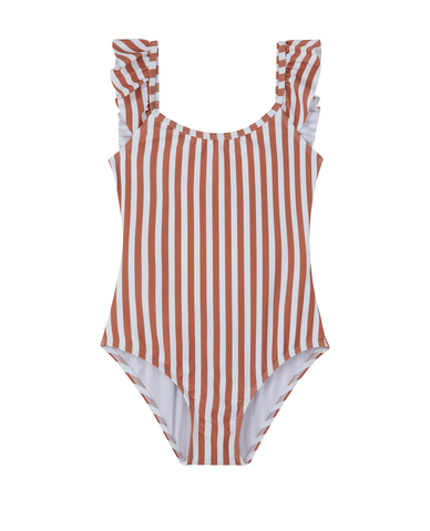 Sweet Stripe Square Neck Ruffle One Piece