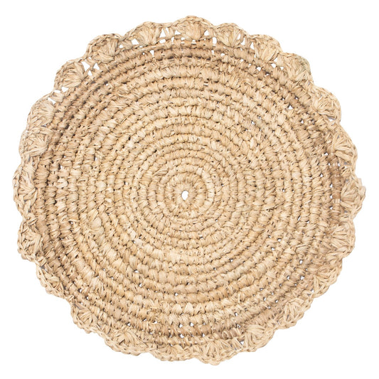 Blossom Natural Round Placemat Flower 38cm - Set of 4