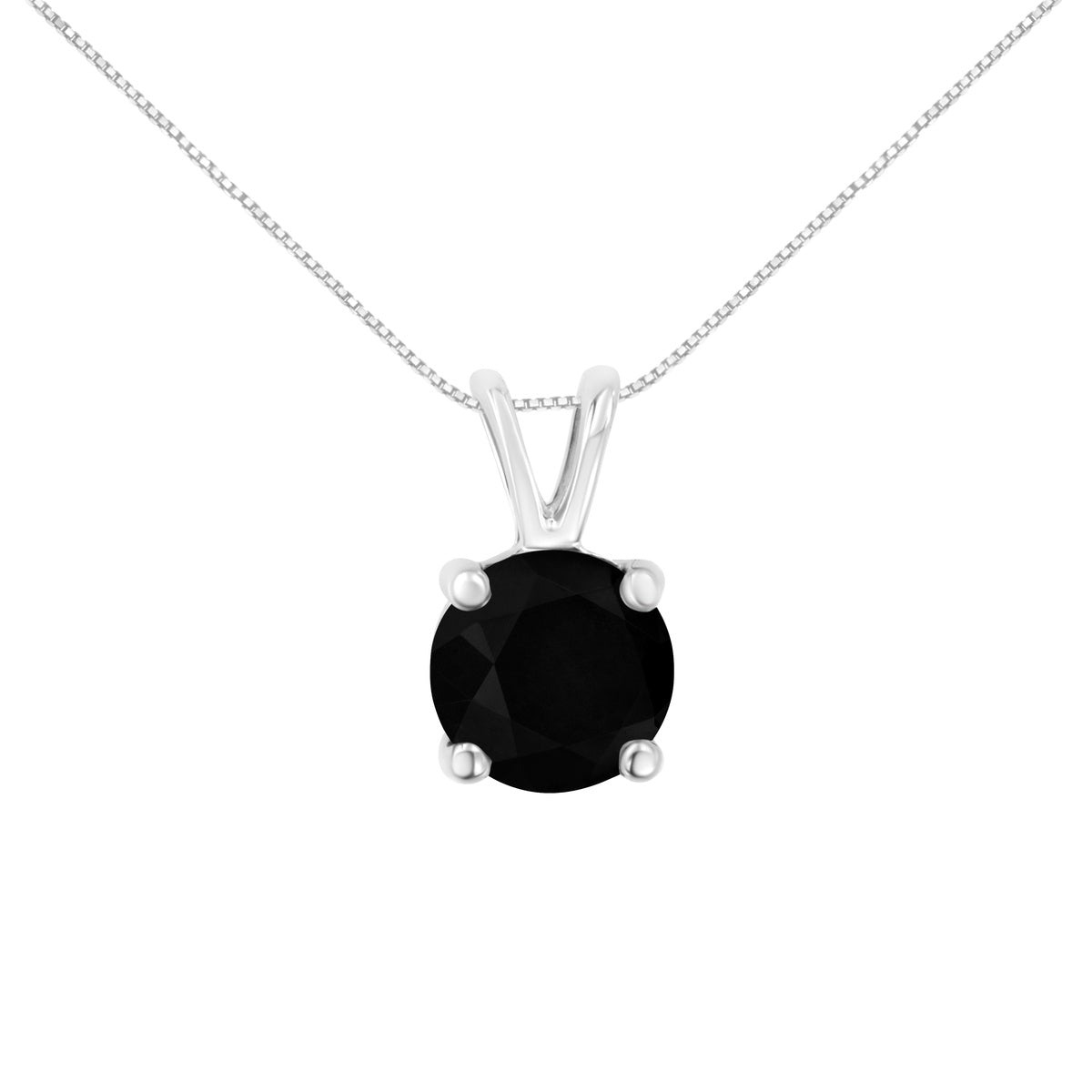  Haus of Brilliance .925 Sterling Silver 1.0 Cttw Treated Black Round-Cut Solitaire 4-Prong Set Diamond 18