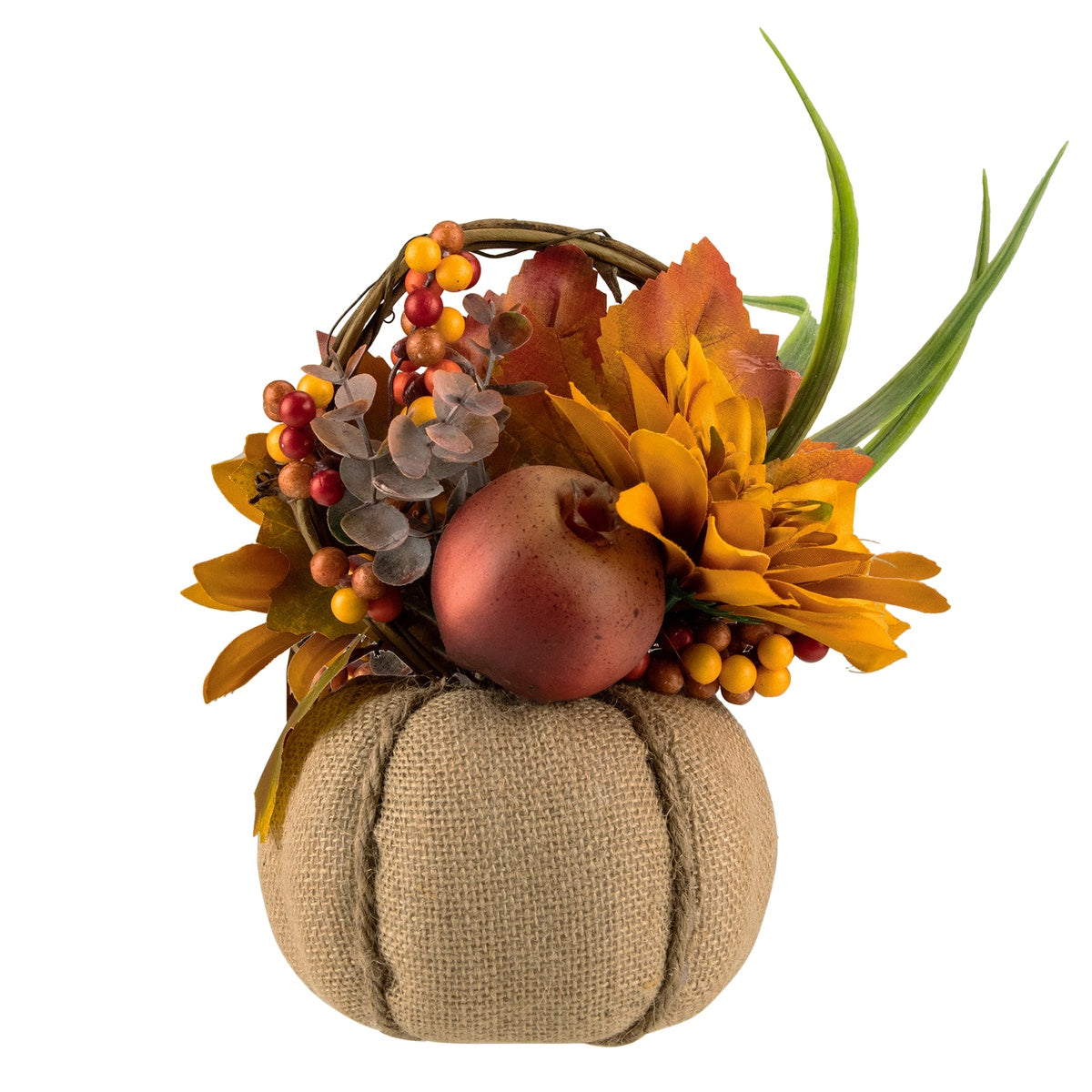  Northlight Mixed Autumn Harvest Flora in a Pumpkin Basket Decoration - 9
