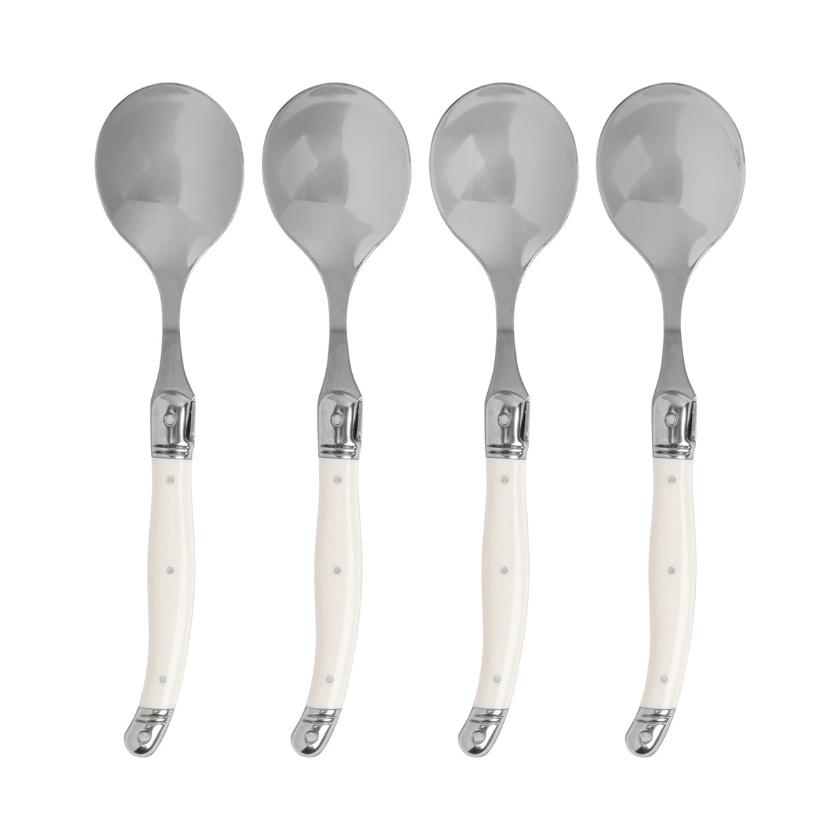  French Home Set of 4, Laguiole Soup Spoons With Faux Ivory Handles - Default Title - Bonton