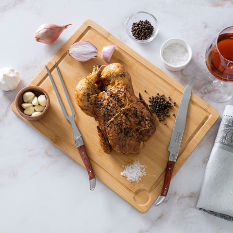 Laguiole Pakkawood Carving Set With Wood Cutting Board