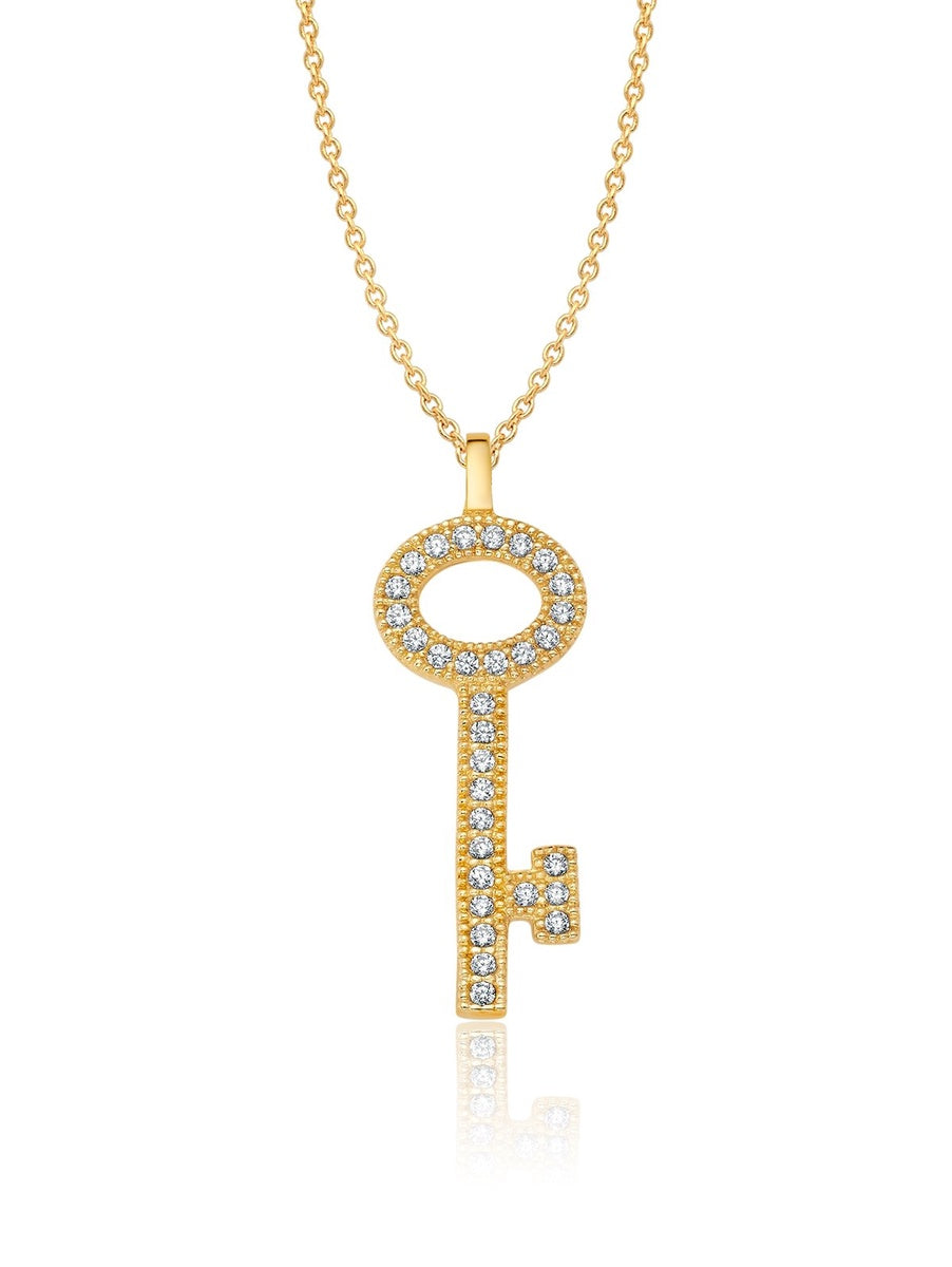  CRISLU Pave Key Necklace Finished in 18kt Yellow Gold Sale - 18kt Yellow Gold - Bonton