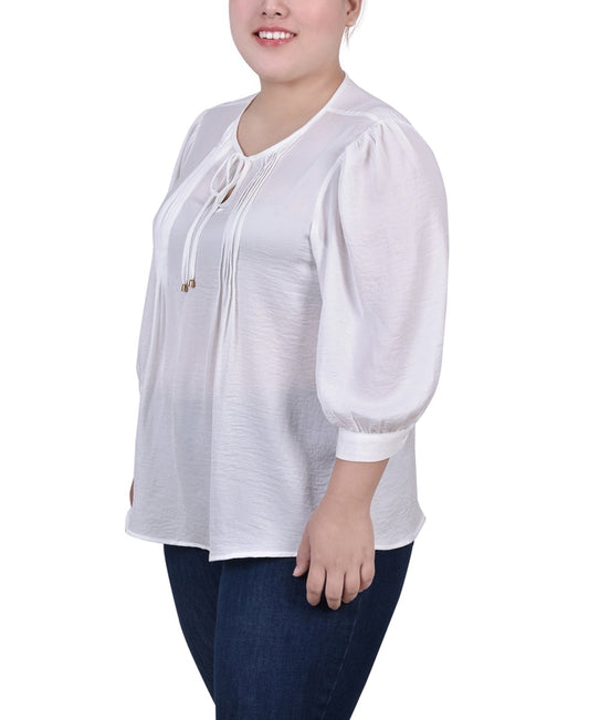 Plus Size Elbow Sleeve Satin Blouse