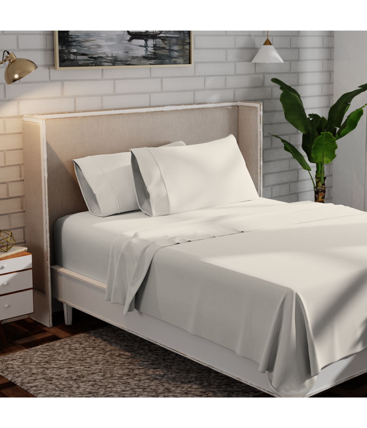  Purity Home Organic Cotton 300 Thread Count Percale Sheet Set Ivory - Ivory - Bonton