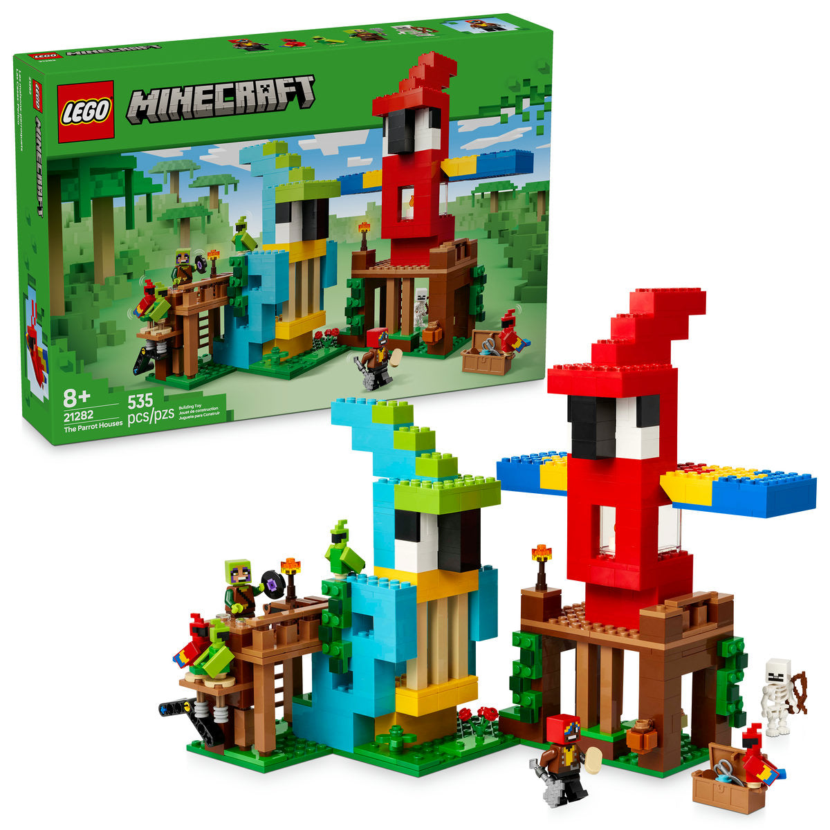  LEGO LEGO® Minecraft® the Parrot Houses, Buildable Video-Game Set 21282 - Minecraft - Bonton