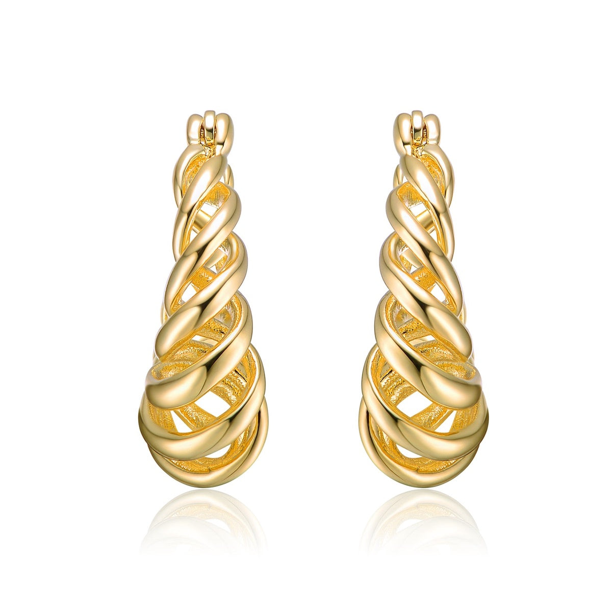  Rachel Glauber 14k Yellow Gold Plated Twisted Halo Hoop Earrings - Default Title - Bonton