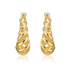 14k Yellow Gold Plated Twisted Halo Hoop Earrings