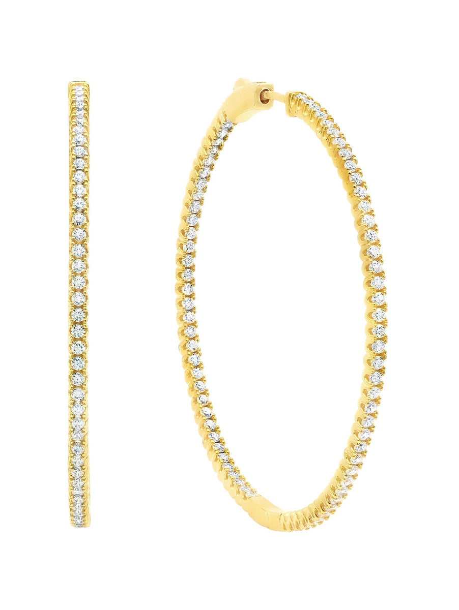  CRISLU Medium Pave Hoop Earrings Finished in 18kt Yellow Gold - 18kt Yellow Gold - Bonton