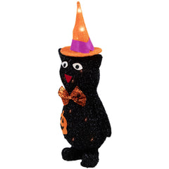 24" Lighted Black Cat in Witch's Hat Outdoor Halloween Decoration