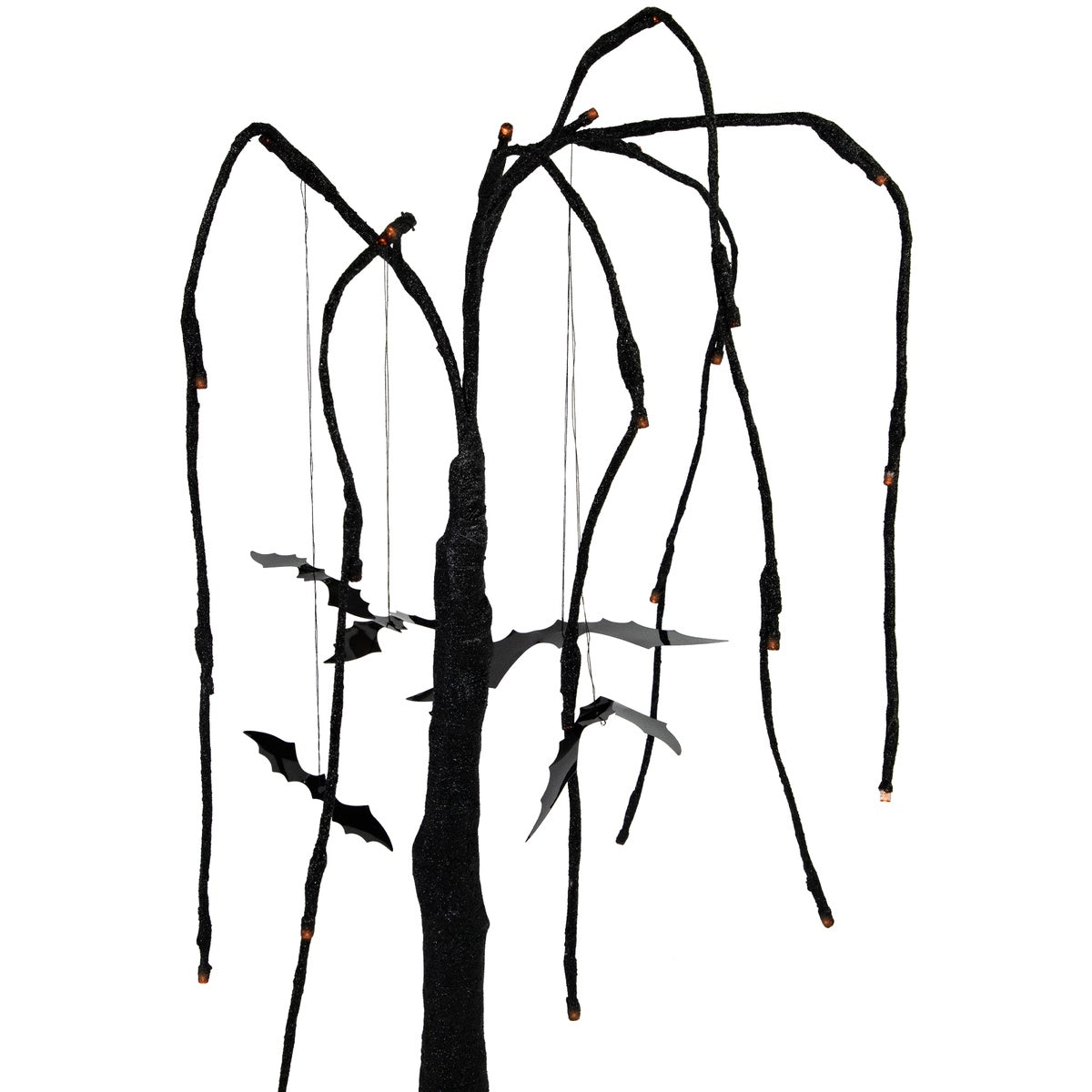  Northlight Pre-Lit Glittered Halloween Willow Tree With Bats - 24