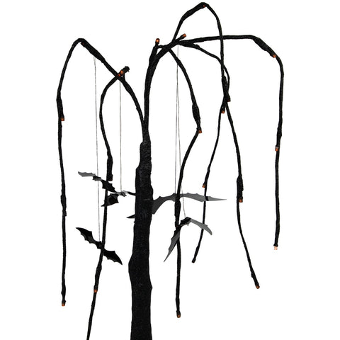 Pre-Lit Glittered Halloween Willow Tree With Bats - 24" - LED Orange Lights