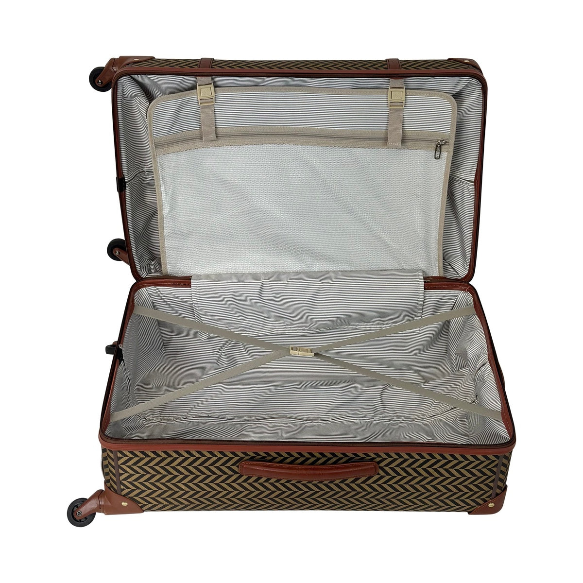  Kathy Ireland NEW! Kathy Ireland Vintage Trunk 2-Piece Hardside Luggage Set - Herringbone - Bonton