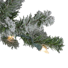 Pre-Lit Slim Flocked Alpine Artificial Christmas Trees - 5' - Clear Lights - Set of 3