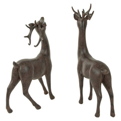 Standing Deer Christmas Decorations - 14" - Brown - Set of 2