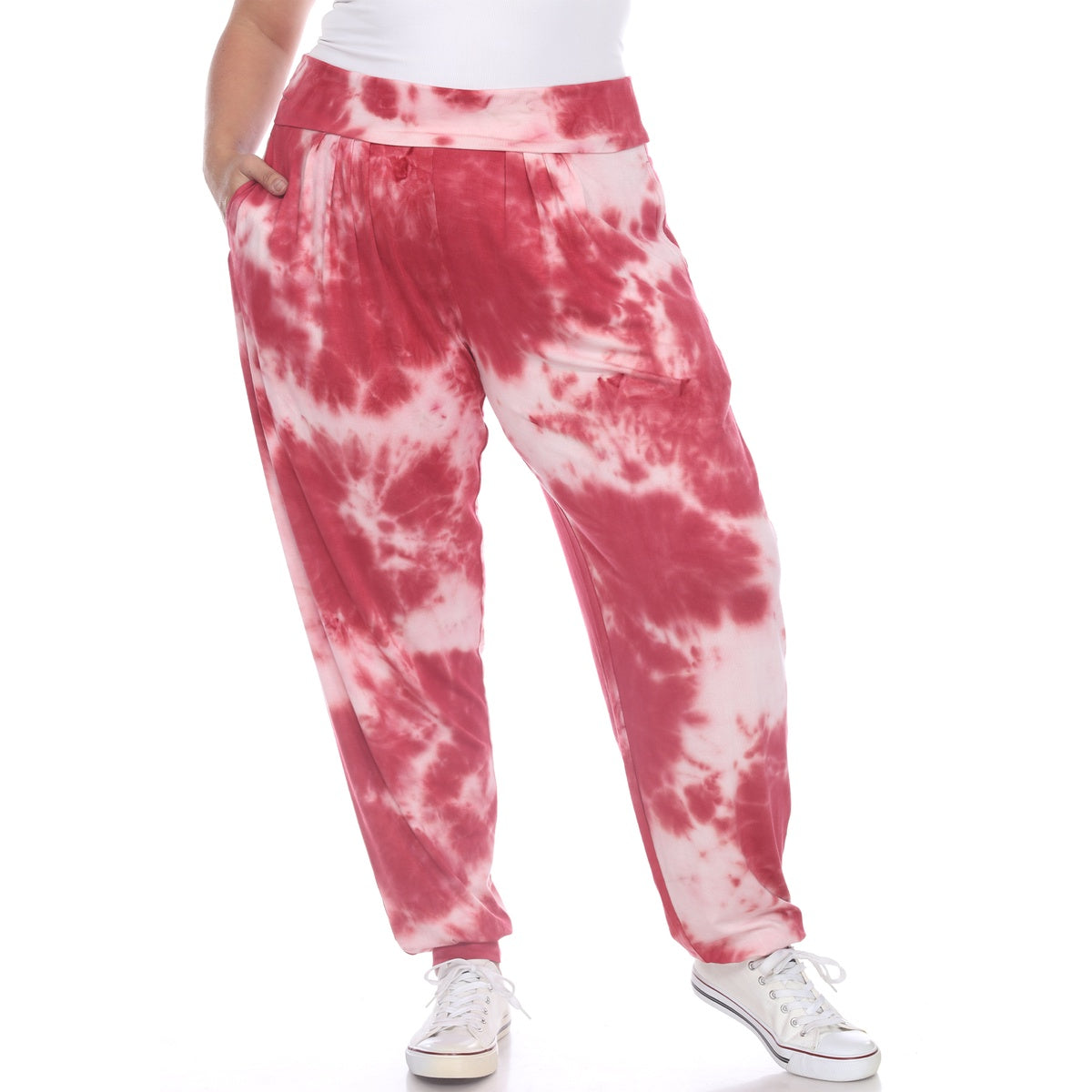  White Mark Plus Size Tie Dye Harem Pants - 1x - Bonton