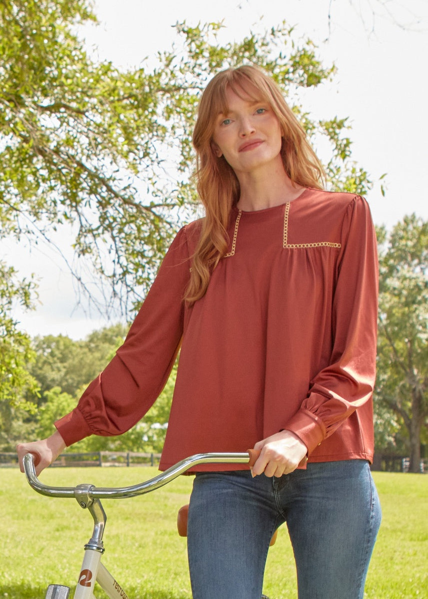  Cabana Life Copper Long Sleeve Top - XS - Bonton