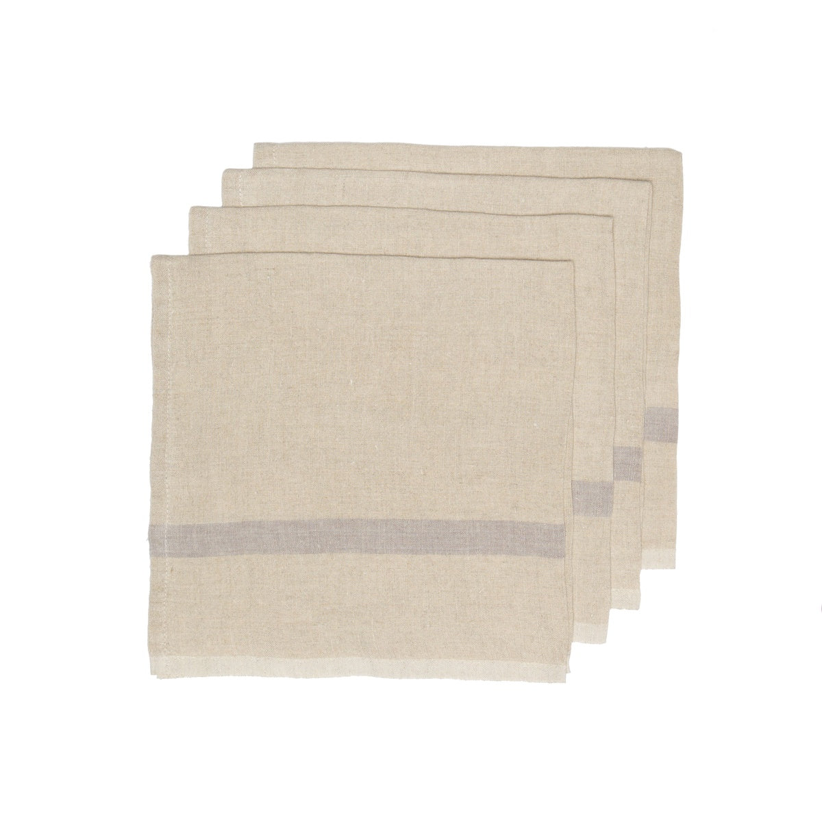  Caravan Laundered Linen Napkins, Set of 4 - Lime & Grey - Bonton