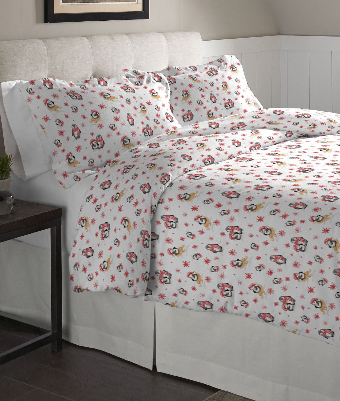  Pointehaven Solid & Print Flannel Duvet Sets Rose - Rose - Bonton